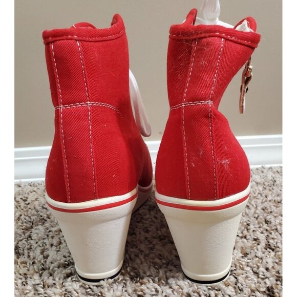 Sports Red & White Sneaker Wedges, Sz 41 - Picture 10 of 10